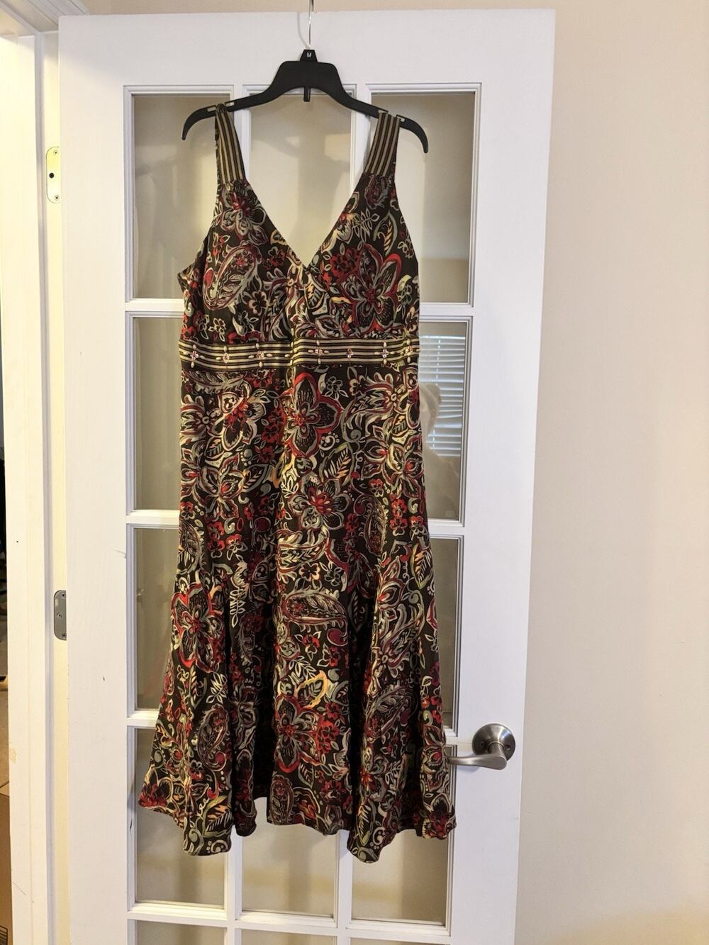Madison Leigh Y2K Paisley Floral Brown Red detailed Beaded Size 16